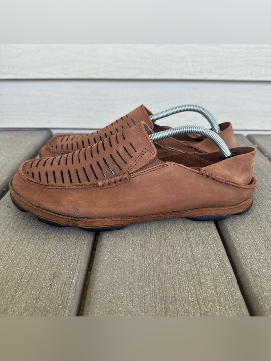 OluKai Moloa Kohana II Men\'s Size 11 Brown Leather Laser Cut Slip On Shoes main image 8